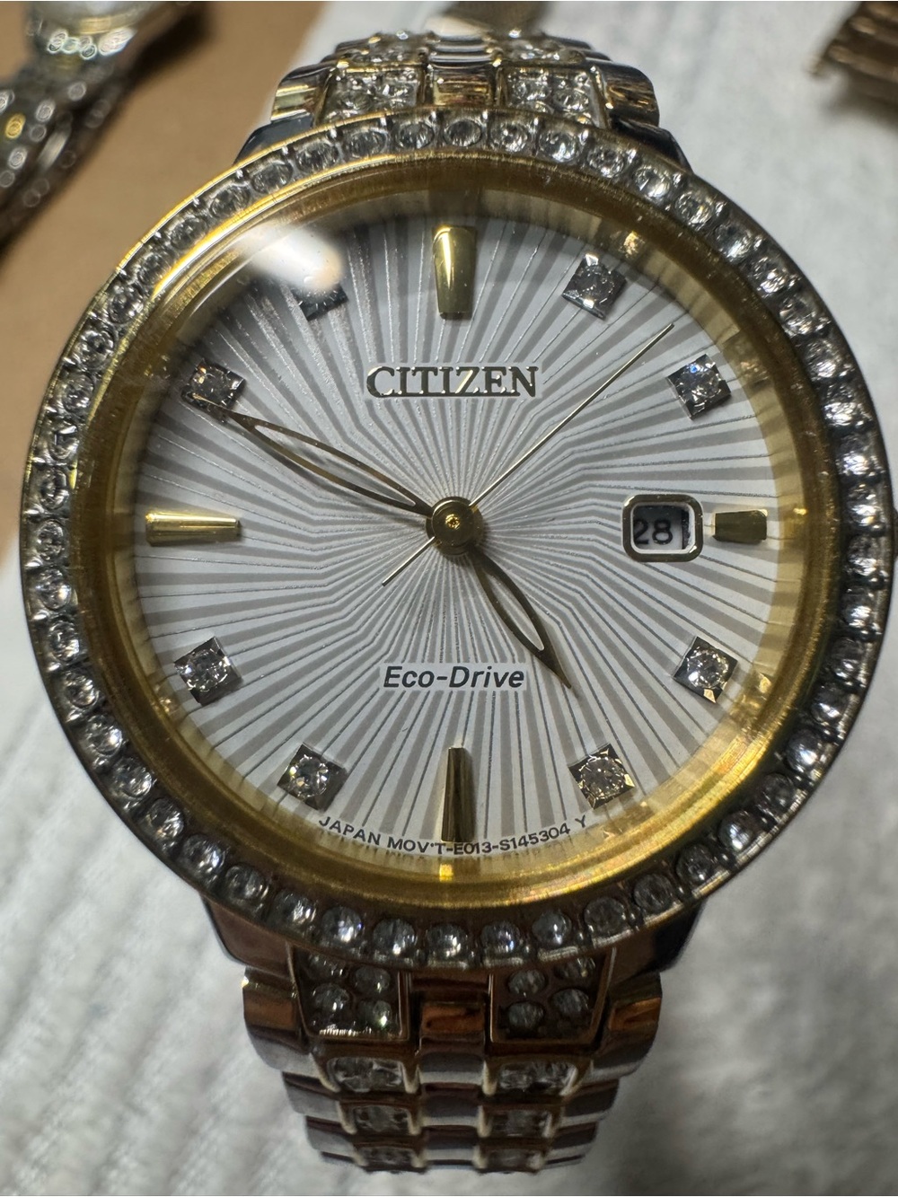 Citizen Two-Tone Gold and Silver Crystal Accent Eco-Drive Watch